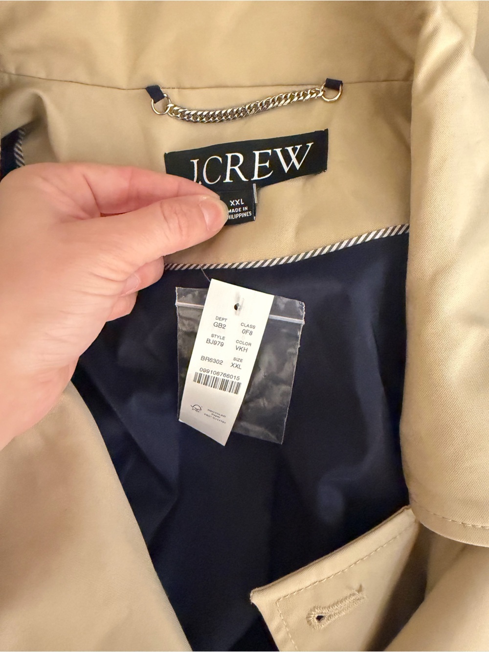 NEW J Crew Short Trench Coat, size XXL. - Picture 8 of 8